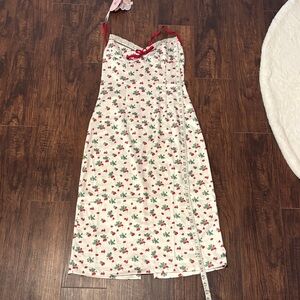 Charming Strawberry Print Dress with Red Straps NWT